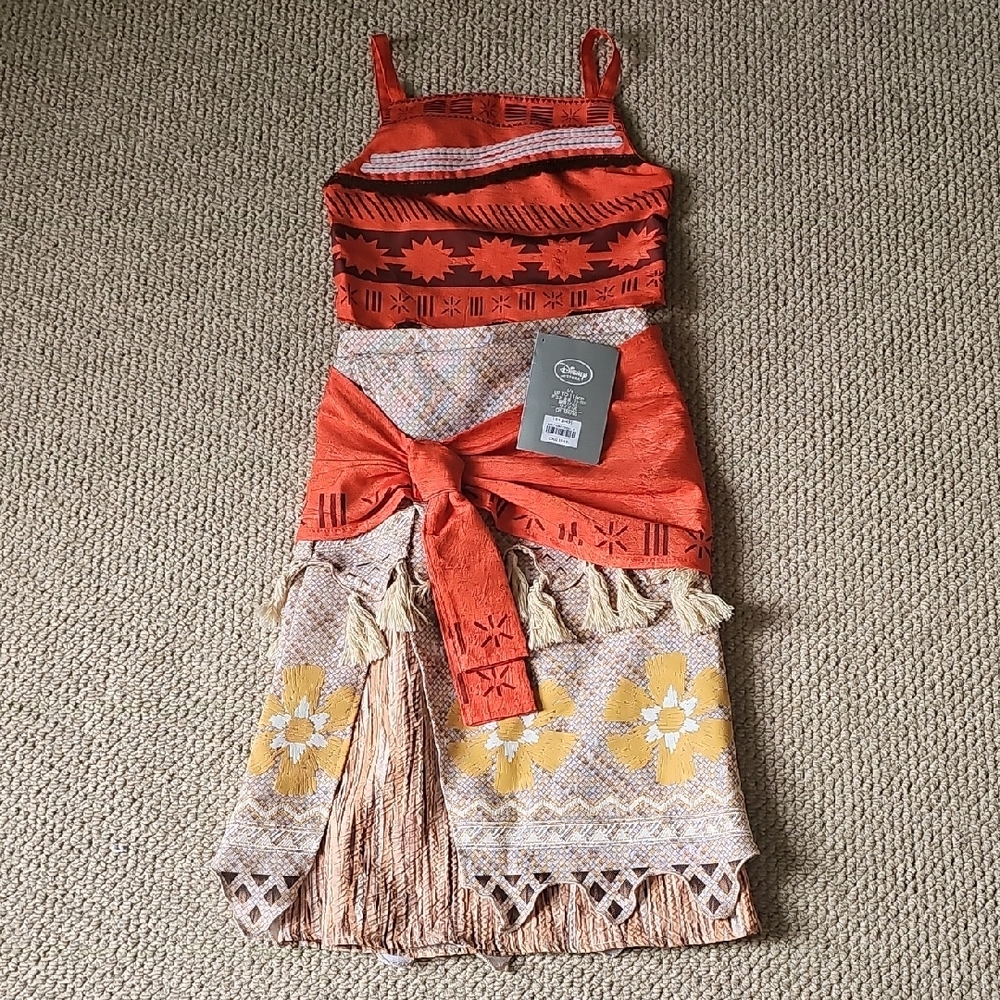 Disney Store Orange & Yellow Moana Girls Costume Dress